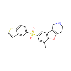 Cc1cc(S(=O)(=O)c2ccc3sccc3c2)cc2c3c(oc12)CCNC3 ZINC000147613199