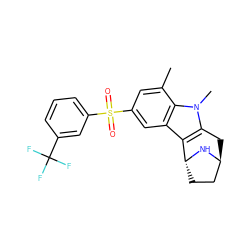 Cc1cc(S(=O)(=O)c2cccc(C(F)(F)F)c2)cc2c3c(n(C)c12)C[C@H]1CC[C@H]3N1 ZINC000116588555