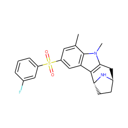 Cc1cc(S(=O)(=O)c2cccc(F)c2)cc2c3c(n(C)c12)C[C@H]1CC[C@H]3N1 ZINC000100632676