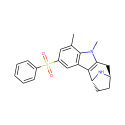 Cc1cc(S(=O)(=O)c2ccccc2)cc2c3c(n(C)c12)C[C@H]1CC[C@H]3N1 ZINC000100632668