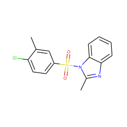 Cc1cc(S(=O)(=O)n2c(C)nc3ccccc32)ccc1Cl ZINC000000105050