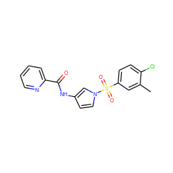 Cc1cc(S(=O)(=O)n2ccc(NC(=O)c3ccccn3)c2)ccc1Cl ZINC000198502215