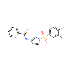 Cc1cc(S(=O)(=O)n2ccc(NC(=O)c3ccccn3)c2)ccc1F ZINC000198500681