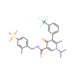 Cc1cc(S(C)(=O)=O)ccc1CNC(=O)c1cn(C(C)C)c(C)c(-c2cccc(C(F)(F)F)c2)c1=O ZINC000148857445