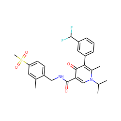 Cc1cc(S(C)(=O)=O)ccc1CNC(=O)c1cn(C(C)C)c(C)c(-c2cccc(C(F)F)c2)c1=O ZINC000148857666