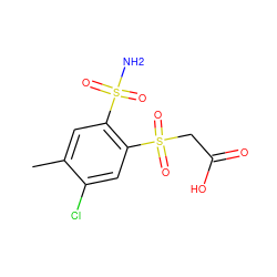 Cc1cc(S(N)(=O)=O)c(S(=O)(=O)CC(=O)O)cc1Cl ZINC000034799853