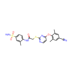 Cc1cc(S(N)(=O)=O)ccc1NC(=O)CSc1nccc(Oc2c(C)cc(C#N)cc2C)n1 ZINC000473124836