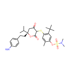 Cc1cc(SC2C(=O)C[C@@](CCc3ccc(N)cc3)(C(C)C)OC2=O)c(C(C)(C)C)cc1OS(=O)(=O)N(C)C ZINC000026278755