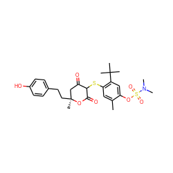 Cc1cc(SC2C(=O)C[C@](C)(CCc3ccc(O)cc3)OC2=O)c(C(C)(C)C)cc1OS(=O)(=O)N(C)C ZINC000026293534