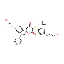 Cc1cc(SC2C(=O)C[C@](CCc3ccccc3)(c3ccc(OCCO)cc3)OC2=O)c(C(C)(C)C)cc1OCCO ZINC000027198620