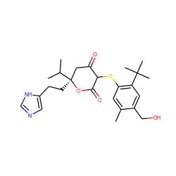 Cc1cc(SC2C(=O)C[C@](CCc3cnc[nH]3)(C(C)C)OC2=O)c(C(C)(C)C)cc1CO ZINC000026398779