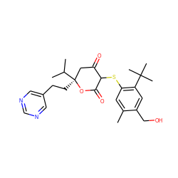 Cc1cc(SC2C(=O)C[C@](CCc3cncnc3)(C(C)C)OC2=O)c(C(C)(C)C)cc1CO ZINC000026389636