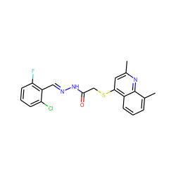 Cc1cc(SCC(=O)N/N=C/c2c(F)cccc2Cl)c2cccc(C)c2n1 ZINC000002140183