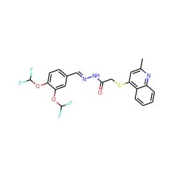 Cc1cc(SCC(=O)N/N=C/c2ccc(OC(F)F)c(OC(F)F)c2)c2ccccc2n1 ZINC000072110246