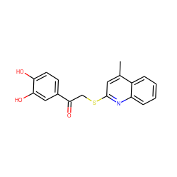 Cc1cc(SCC(=O)c2ccc(O)c(O)c2)nc2ccccc12 ZINC000000798778