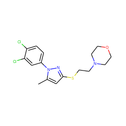 Cc1cc(SCCN2CCOCC2)nn1-c1ccc(Cl)c(Cl)c1 ZINC000095552367