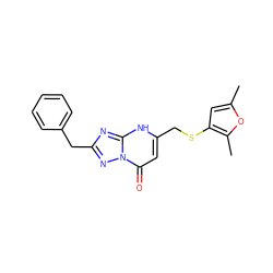 Cc1cc(SCc2cc(=O)n3nc(Cc4ccccc4)nc3[nH]2)c(C)o1 ZINC000103236963