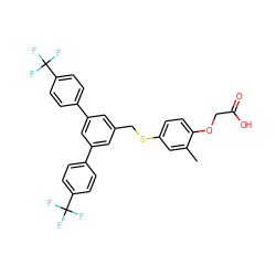 Cc1cc(SCc2cc(-c3ccc(C(F)(F)F)cc3)cc(-c3ccc(C(F)(F)F)cc3)c2)ccc1OCC(=O)O ZINC000037866916