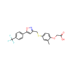 Cc1cc(SCc2cc(-c3ccc(C(F)(F)F)cc3)on2)ccc1OCC(=O)O ZINC000029058615