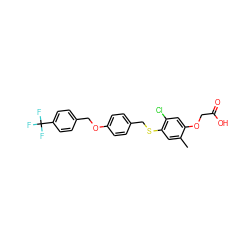 Cc1cc(SCc2ccc(OCc3ccc(C(F)(F)F)cc3)cc2)c(Cl)cc1OCC(=O)O ZINC000028822318