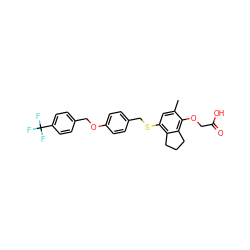 Cc1cc(SCc2ccc(OCc3ccc(C(F)(F)F)cc3)cc2)c2c(c1OCC(=O)O)CCC2 ZINC000028822321