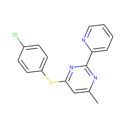 Cc1cc(Sc2ccc(Cl)cc2)nc(-c2ccccn2)n1 ZINC000000074610