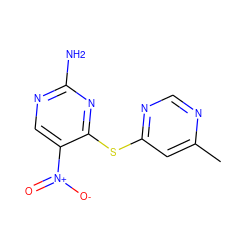 Cc1cc(Sc2nc(N)ncc2[N+](=O)[O-])ncn1 ZINC000005446383