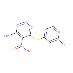 Cc1cc(Sc2ncnc(N)c2[N+](=O)[O-])ncn1 ZINC000003892557