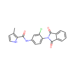 Cc1cc[nH]c1C(=O)Nc1ccc(N2C(=O)c3ccccc3C2=O)c(Cl)c1 ZINC000653703180