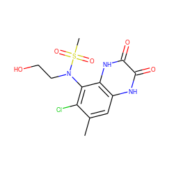 Cc1cc2[nH]c(=O)c(=O)[nH]c2c(N(CCO)S(C)(=O)=O)c1Cl ZINC000028954065