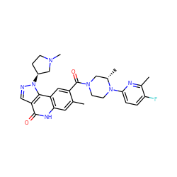 Cc1cc2[nH]c(=O)c3cnn([C@H]4CCN(C)C4)c3c2cc1C(=O)N1CCN(c2ccc(F)c(C)n2)[C@@H](C)C1 ZINC000261131140