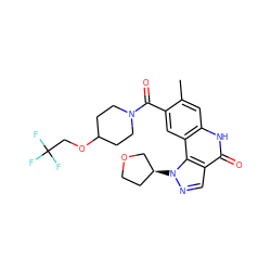 Cc1cc2[nH]c(=O)c3cnn([C@H]4CCOC4)c3c2cc1C(=O)N1CCC(OCC(F)(F)F)CC1 ZINC000261148998