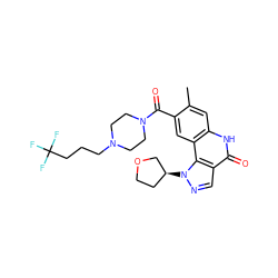 Cc1cc2[nH]c(=O)c3cnn([C@H]4CCOC4)c3c2cc1C(=O)N1CCN(CCCC(F)(F)F)CC1 ZINC000261077248