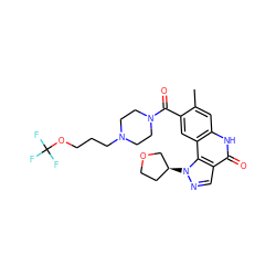 Cc1cc2[nH]c(=O)c3cnn([C@H]4CCOC4)c3c2cc1C(=O)N1CCN(CCCOC(F)(F)F)CC1 ZINC000261125662