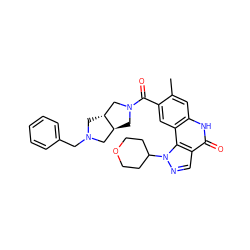 Cc1cc2[nH]c(=O)c3cnn(C4CCOCC4)c3c2cc1C(=O)N1C[C@H]2CN(Cc3ccccc3)C[C@@H]2C1 ZINC000261167391