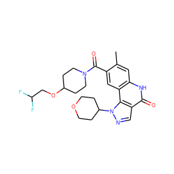 Cc1cc2[nH]c(=O)c3cnn(C4CCOCC4)c3c2cc1C(=O)N1CCC(OCC(F)F)CC1 ZINC000261180500