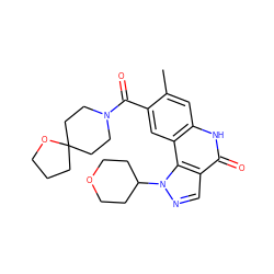 Cc1cc2[nH]c(=O)c3cnn(C4CCOCC4)c3c2cc1C(=O)N1CCC2(CCCO2)CC1 ZINC000169285812