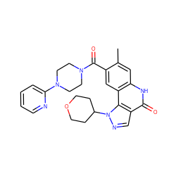 Cc1cc2[nH]c(=O)c3cnn(C4CCOCC4)c3c2cc1C(=O)N1CCN(c2ccccn2)CC1 ZINC000169275371