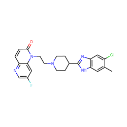 Cc1cc2[nH]c(C3CCN(CCn4c(=O)ccc5ncc(F)cc54)CC3)nc2cc1Cl ZINC000299826370