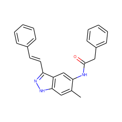 Cc1cc2[nH]nc(/C=C/c3ccccc3)c2cc1NC(=O)Cc1ccccc1 ZINC000049116339