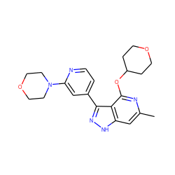 Cc1cc2[nH]nc(-c3ccnc(N4CCOCC4)c3)c2c(OC2CCOCC2)n1 ZINC000072318368