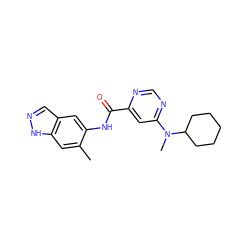 Cc1cc2[nH]ncc2cc1NC(=O)c1cc(N(C)C2CCCCC2)ncn1 ZINC000049033204