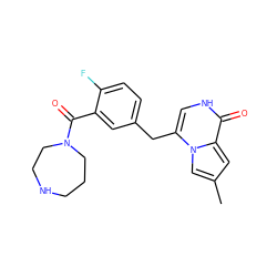 Cc1cc2c(=O)[nH]cc(Cc3ccc(F)c(C(=O)N4CCCNCC4)c3)n2c1 ZINC000045392700