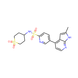 Cc1cc2c(-c3ccc(S(=O)(=O)NC4CCS(=O)(=O)CC4)nc3)ccnc2[nH]1 ZINC000095552395