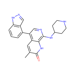 Cc1cc2c(-c3cccc4[nH]ncc34)cnc(NC3CCNCC3)c2[nH]c1=O ZINC000473136156