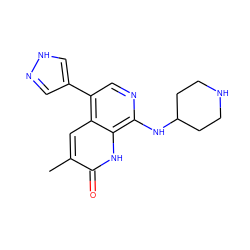 Cc1cc2c(-c3cn[nH]c3)cnc(NC3CCNCC3)c2[nH]c1=O ZINC000473136249