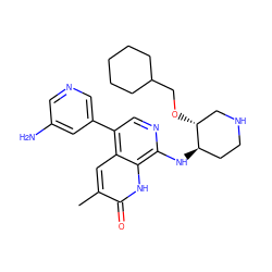 Cc1cc2c(-c3cncc(N)c3)cnc(N[C@@H]3CCNC[C@H]3OCC3CCCCC3)c2[nH]c1=O ZINC000473092827