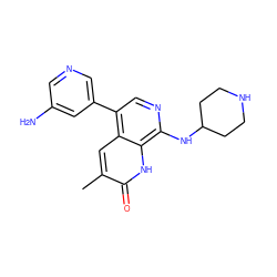 Cc1cc2c(-c3cncc(N)c3)cnc(NC3CCNCC3)c2[nH]c1=O ZINC000473128183