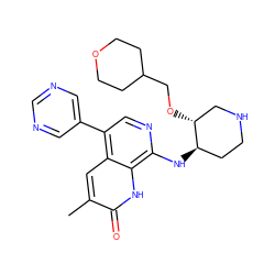 Cc1cc2c(-c3cncnc3)cnc(N[C@@H]3CCNC[C@H]3OCC3CCOCC3)c2[nH]c1=O ZINC000473092059