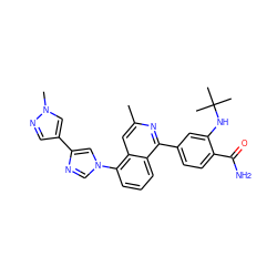 Cc1cc2c(-n3cnc(-c4cnn(C)c4)c3)cccc2c(-c2ccc(C(N)=O)c(NC(C)(C)C)c2)n1 ZINC000145560085